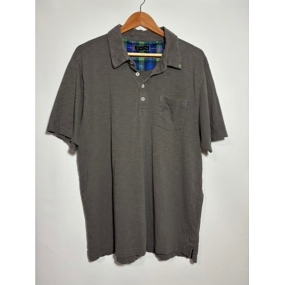 William Murray Men's XL Gray Short Sleeve Plaid Lined Golf‎ Polo Shirt Cotton